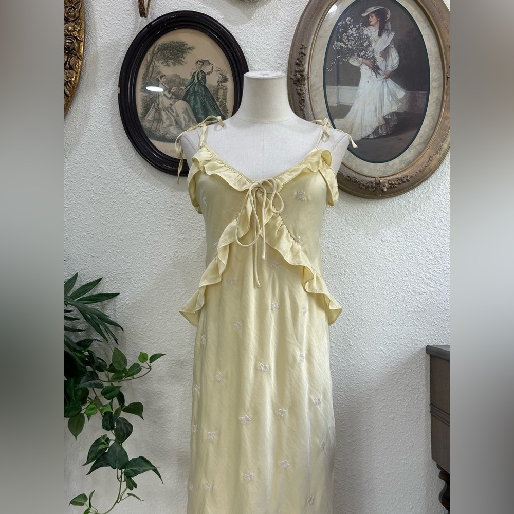 Vintage wild fable yellow butterfly slip dress size small - Picture 2 of 5